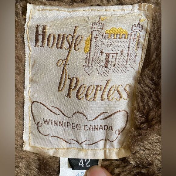 Vintage House of Peerless Heavy Corduroy Jacket Coat Men's 42 Brown/Tan Faux Fur - Picture 13 of 16